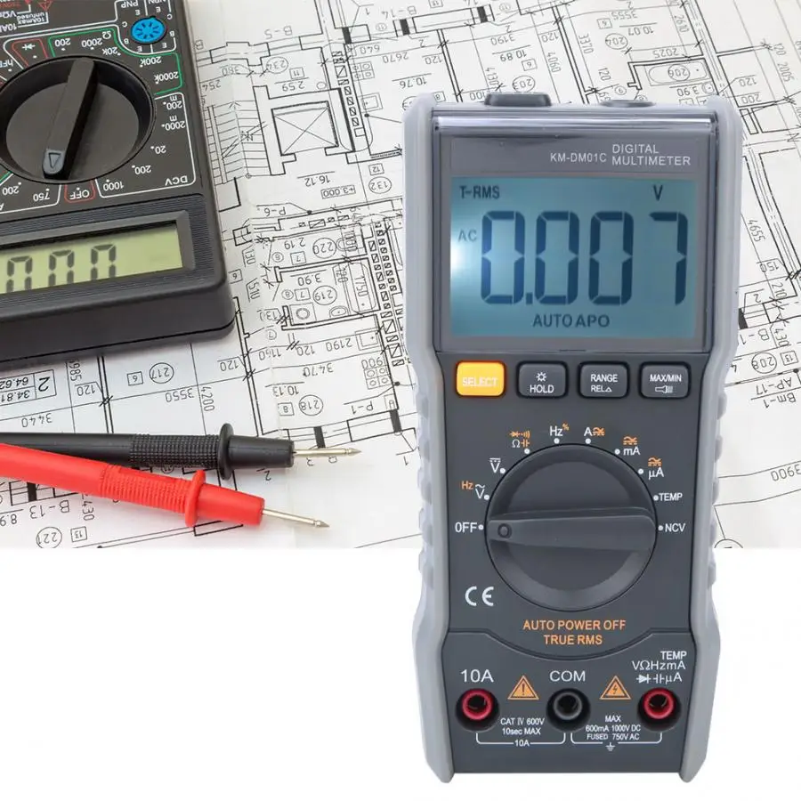 Mini Hand-Held Digital Multimeter Portable Automatic Range Non-Contact Anti-Burning Avometer Multimeter Plastic