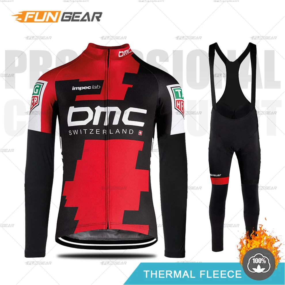 BIB SET Зимняя одежда для велоспорта BMC Pro Team, комплект Джерси с длинным рукавом, Теплая Флисовая Куртка MTB, Униформа, Ropa Ciclismo Hombre - Цвет: BIB SET