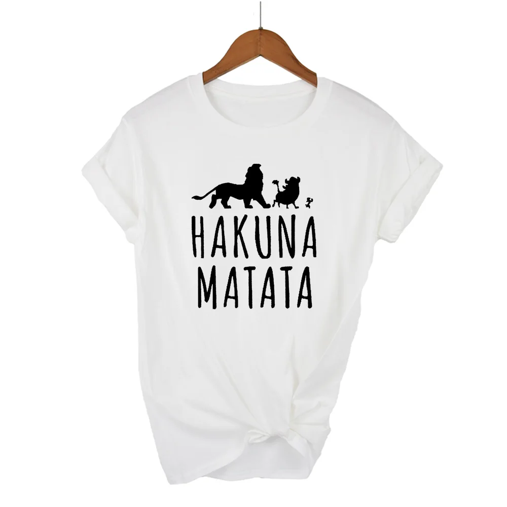 2019 Акуна Матата с принтом букв Футболка прямого кроя Homme Летняя женская футболка