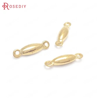 

(37684)20PCS 3x11MM 24K Gold Color Brass Long Oval Shape Connect Charms Jewelry Making Supplies Diy Findings Accessories