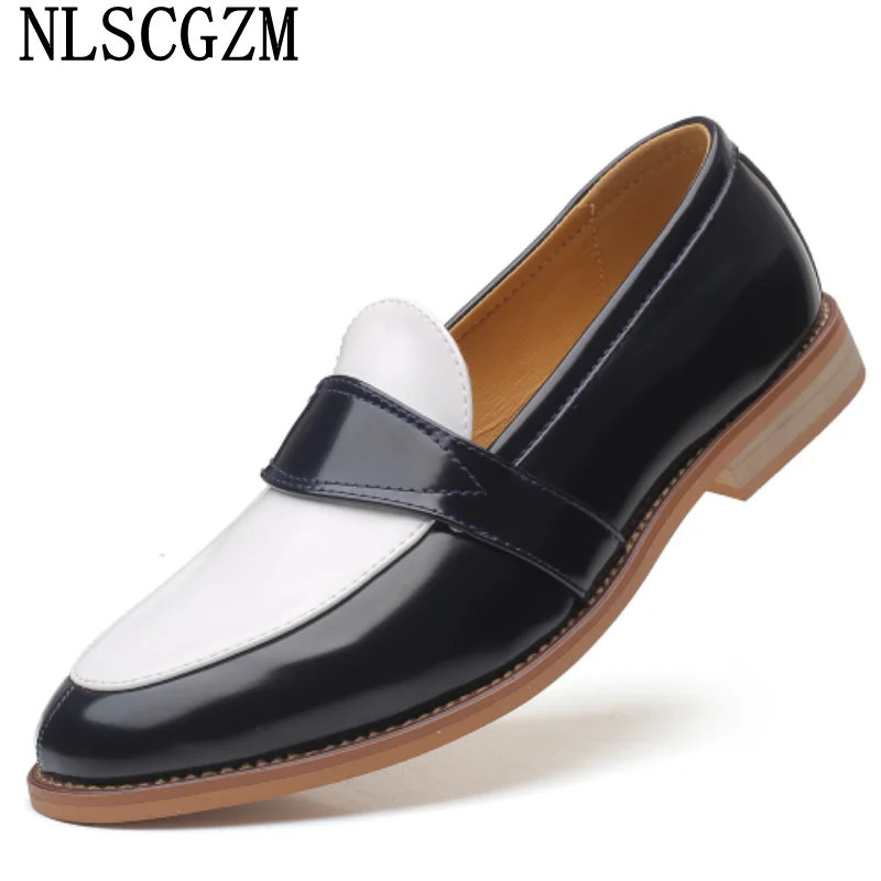 

Туфли мужские классические из лакированной кожи, лоферы, оксфорды, без застежки, обувь для свадьбы/офиса, 2024