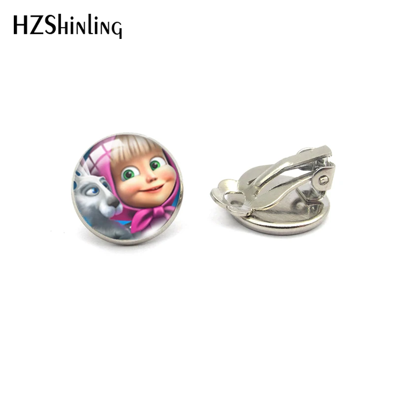 Hzshinling маленькие девочки и медвежонок круглые серьги без проколов Симпатичные летние аксессуары
