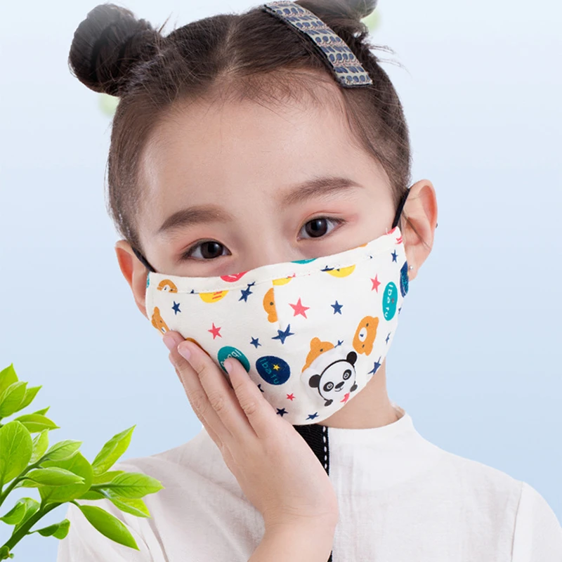 Cartoon 3-10 year old Kids mask PM2.5 Anti Haze Cotton Mask Breath valve anti-dust mouth Activated carbon filter respirator |