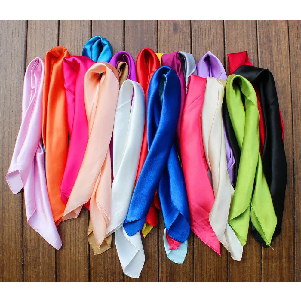 NEW Square scarf hair band for business women party elegant small vintage tight retro head neck silk satin scarf 60cm