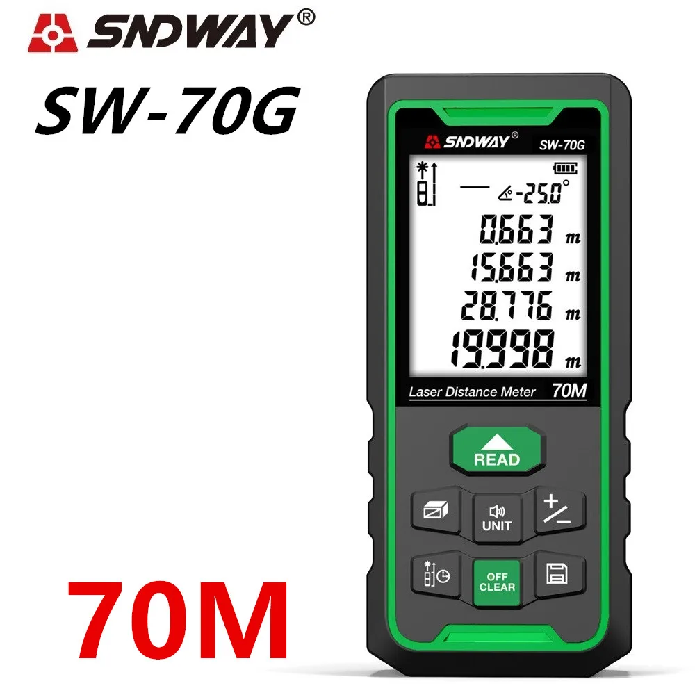 Лазерный дальномер SNDWAY Trena Зеленая лазерная линейка рулетка 100 м 70 50 электронный
