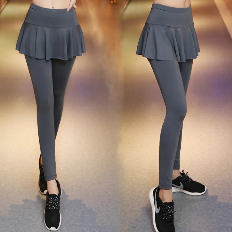 

Mock Two-Piece Athletic Pants Culottes Women's Ultra-stretch Gym Yoga Quick-Dry Tight Buttock Lifting Slimming Capri Summer Thin