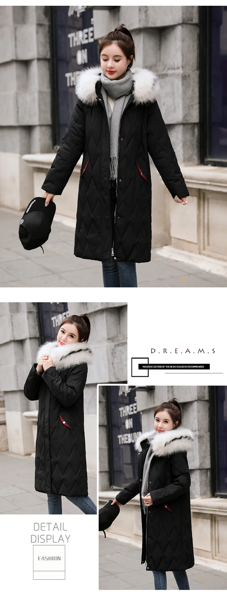 Длинное пуховое пальто с капюшоном для женщин, зимняя повседневная одежда размера плюс, теплая плотная пуховая куртка, Офисная Женская тонкая однотонная Свободная верхняя одежда, уличная одежда