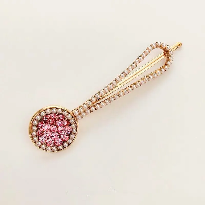 Girls Princess Design Cheap Full Diamond Rhinestone Metal Hair Clips Round Crystal Pearl Gold Bobby Pins
