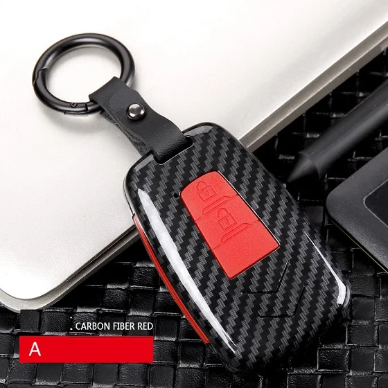 2Button carbon red Автомобильный Стайлинг ABS углеродного волокна Автомобильный Дистанционный корпус умного ключа Крышка для Toyota CHR C-HR Prado Prius Camry Corolla RAV4 - Название цвета: 2Button carbon red