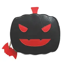 Милая мультяшная сумка через плечо с изображением тыквы из искусственной кожи для женщин на Хэллоуин маленькая сумка-мессенджер на цепочке женская сумка