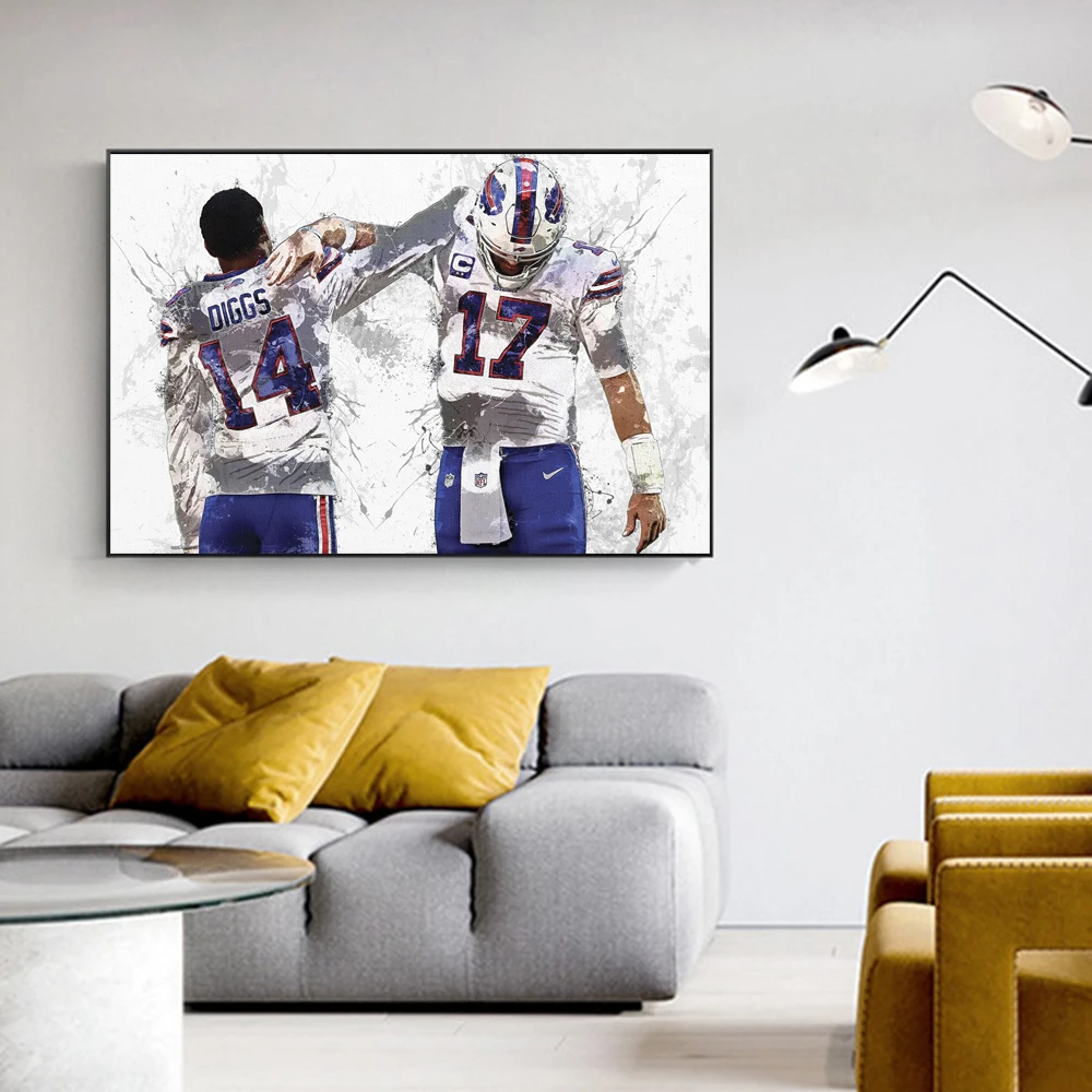 Josh Allen Stefon Diggs Canvas Buffalo Bills Football Canvas Painting Wall Art Posters And