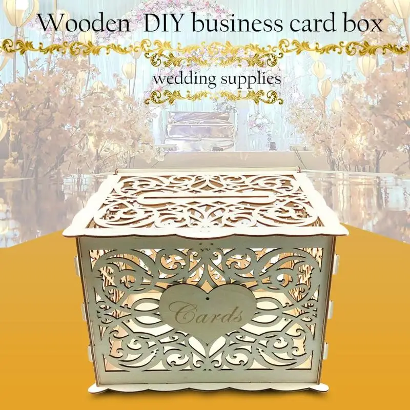  Christmas Gift Box Wooden DIY Wedding Cards Box Invitation Letter Storage Case Wooden Gift New Year - 4000469457148