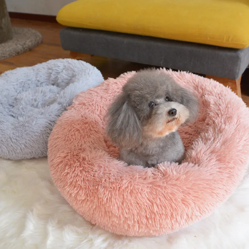 Удлиненном плюше; супер мягкая подстилка для животных собачья Конура Круглые Солнцезащитные очки «Зимний теплый спальный мешок с рисунком Щенячий Подушка Мат Портативный Товары для кошек 50/60/80 см