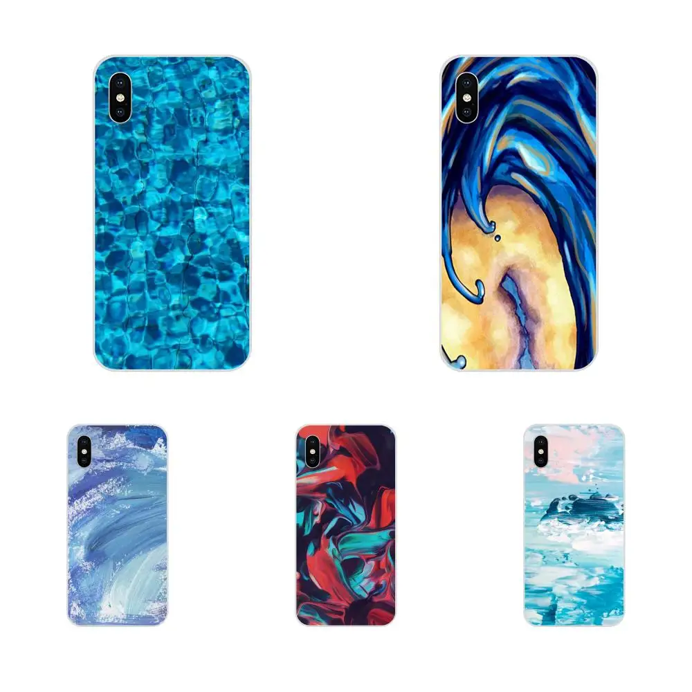 Синий океан акварельные граффити волны Мягкий силикагель для LG K50 Q6 Q7 Q8 Q60 X Power 2 3
