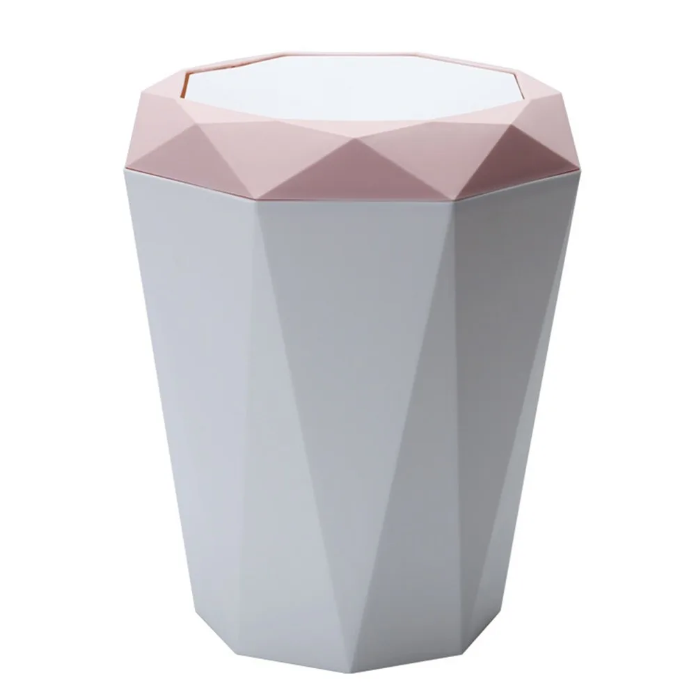 L 25x28.6cm pink Креативная настольная бумажная корзина алмазного типа, пластиковая корзина для кухни, гостиной, офиса, ведро для хранения мусора, нордический лоскутный мусорный бак - Цвет: L 25x28.6cm pink