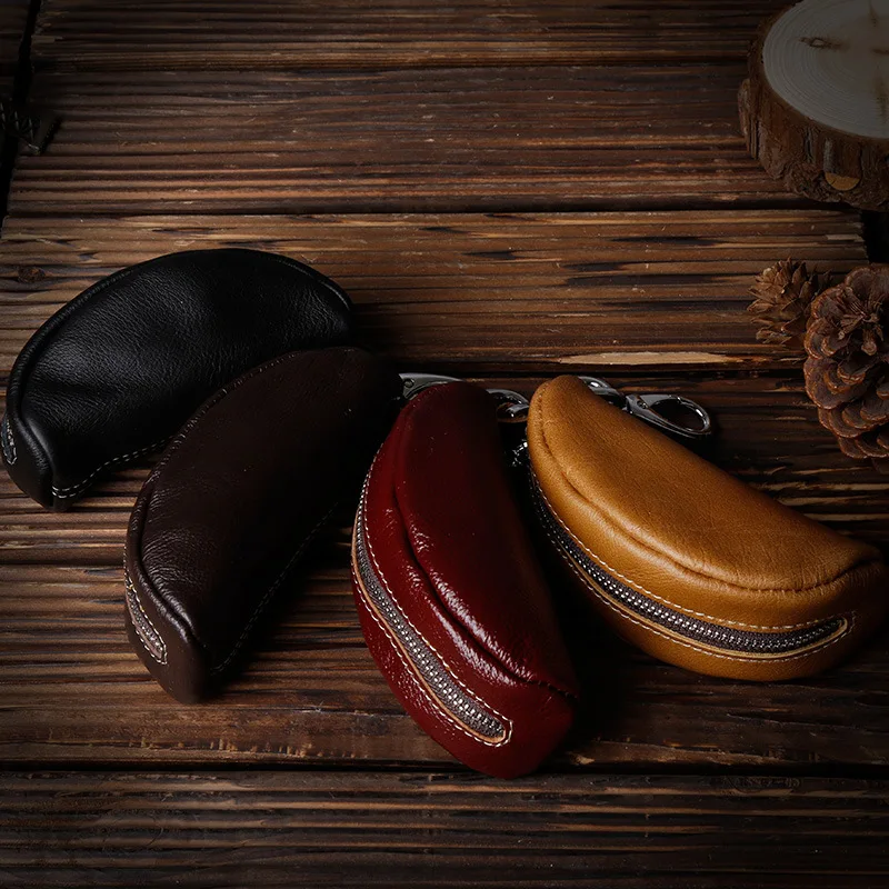 Genuine leather car key case wallet cow leather car key holder zipper bag