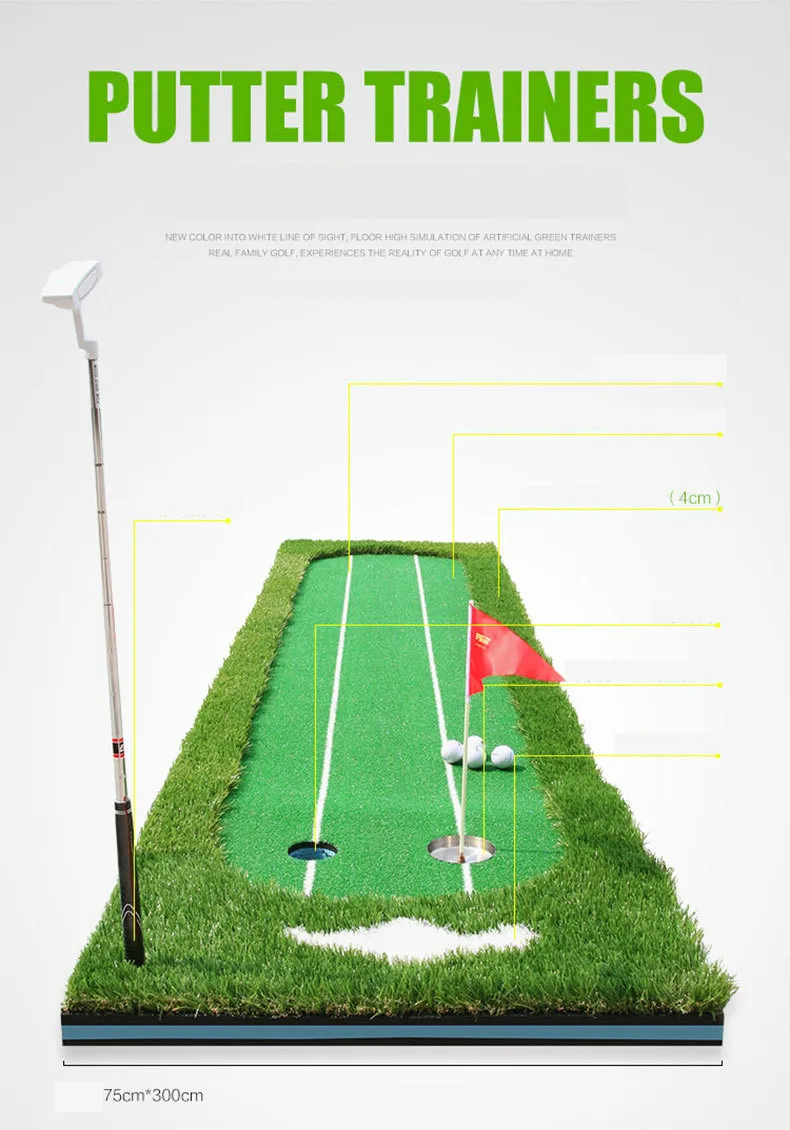 PGM Green Golf Push Driver Golf Practice Green крытый и открытый для тренировок 0,75*3 м GL009