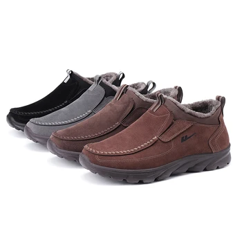 

NIS Mens Plus Size Fur-Lined Winter Snow Boots Shoes Men Faux Suede Plush Warm Moccasins Loafers Ankle Boots Casual Sneakers New