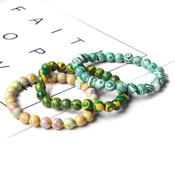 

Boho Stone Beaded Bracelet For Men New Malachite Bracelets & Bangles Female Chakra Prayer Natural Stone Bracelets Jewelry Gifts