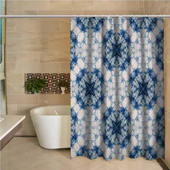 

Tie Dye 3D Printed Shower Curtain Tribal Tie Dye Technique Art Featured Odd and Hazy Forms in Symmetric Axis Design Hotel