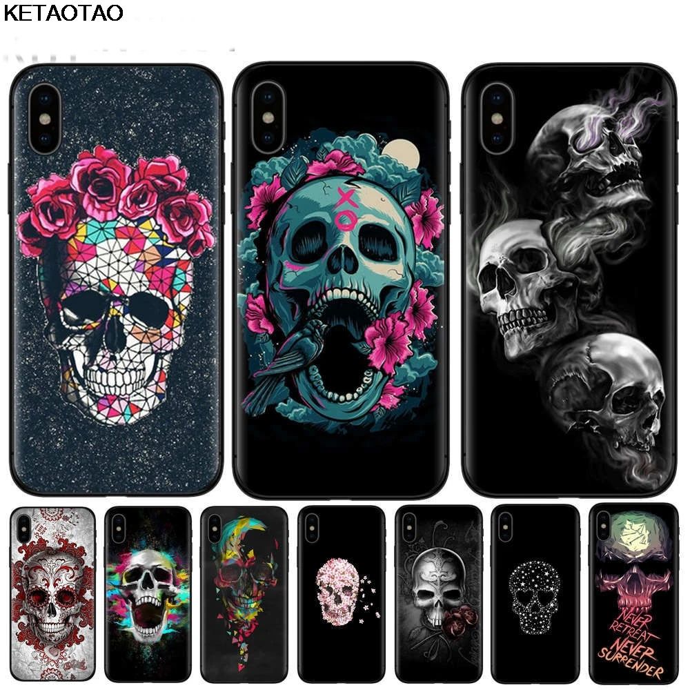 KETAOTAO Fashion Retro Style Skull Flower for Samsung galaxy S4 S5 S6 S7 S8 S9 S10 edge Note Case Soft TPU Rubber Silicone