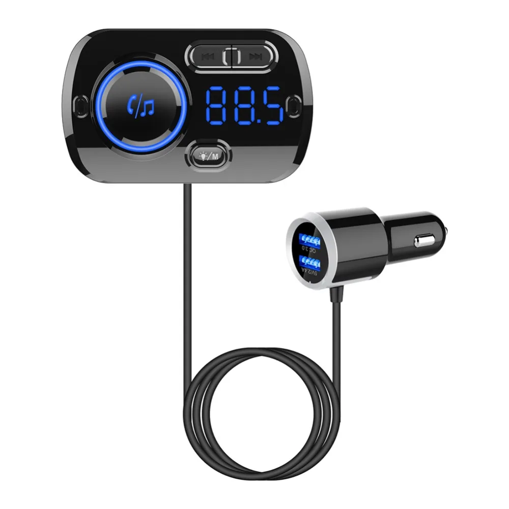 Автомобильный fm-передатчик Bluetooth 5,0 FM модулятор USB Комплект автомобильного зарядного устройства громкой связи музыкальный плеер ночного видения светодиодный свет
