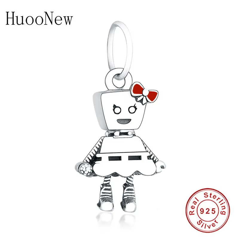 

Fit Original Pandora Charm Bracelet 100% 925 Silver Bella Bot Punk Red Enamel Bow Bead Pendant Making Women Winter Berloque 2019