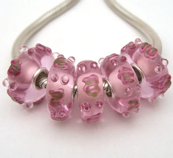 

JGWG1880 5X 100% Authenticity S925 Sterling Silver Beads Murano Glass beads Fit European Charms Bracelet diy jewelry Lampwork