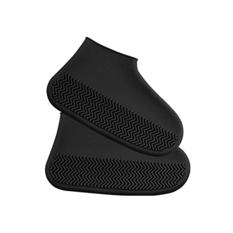 Водонепроницаемые силиконовые чехлы для обуви Нескользящие многоразовые велосипедные непромокаемые стельки эластичные дождевые Бахилы для обуви - Цвет: black S