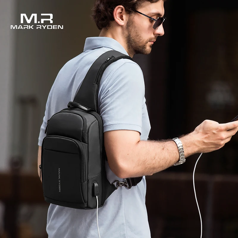 Mark Ryden New Anti-thief Sling Bag Waterproof Men Crossbody Bag Fit 9.7 inch Ipad Fashion Shoulder Bag