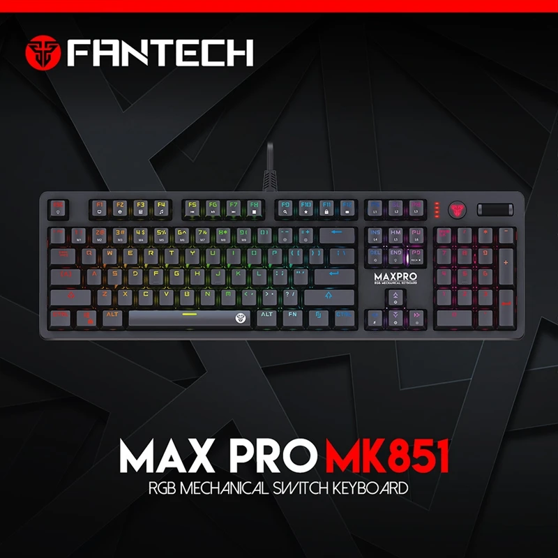 FANTECH MK851 RGB Mechanical Keyboard English Professional Gaming Keyboard for PUBG FPS LOL Keyboard Gamer(Blue Shaft)