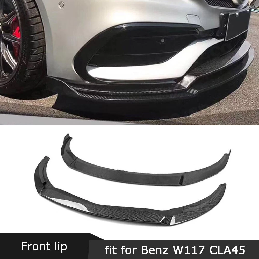 Для Mercedes Benz CLA Class W117 CLA45 AMG- передняя губа подбородок из углеродного волокна двойной бампер подбородок Лопата спойлер