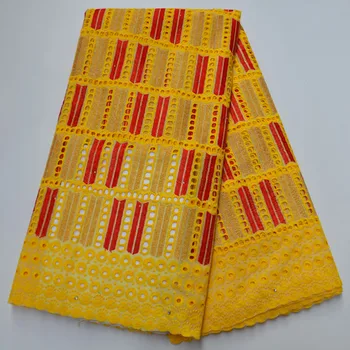 

African Swiss Voile Lace Fabric 2020 High Quality Cotton Lace Yellow Swiss Voile Lace In Switzerland For Party Dress GH5-6