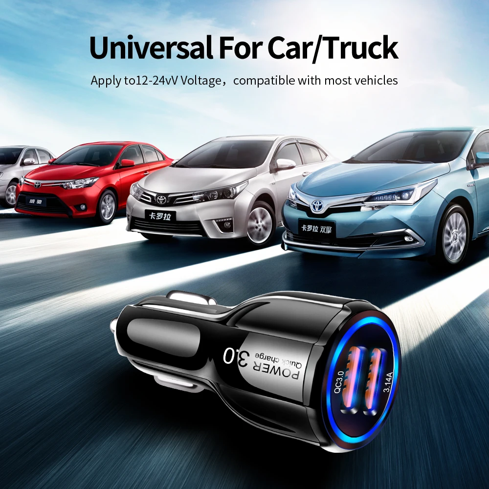 Автомобильное зарядное устройство Quick Charge 3,0 Автомобильное зарядное устройство адаптер 30 Вт Qualcomm Сертифицированный двойной usb порт QC 3,0 быстрое зарядное устройство 12 В/24 В для samsung