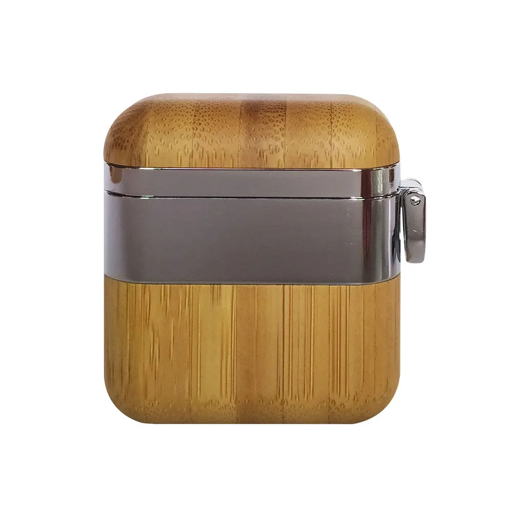 Bamboo JINSERTA деревянный чехол для Airpods 1/2 защитный чехол с металлическим карабином для Airpods гарнитура зарядная коробка Прямая поставка - Цвет: Bamboo