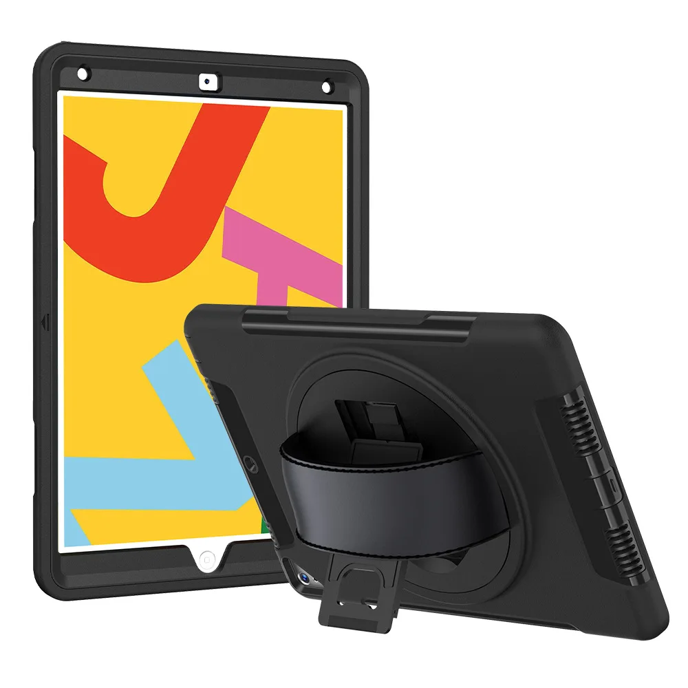 

Tablets for ipad 2019 10.2" Case for iPad Solid for ipad 8th Generation Case with Wrist Band Bracket for funda ipad 2020 Black