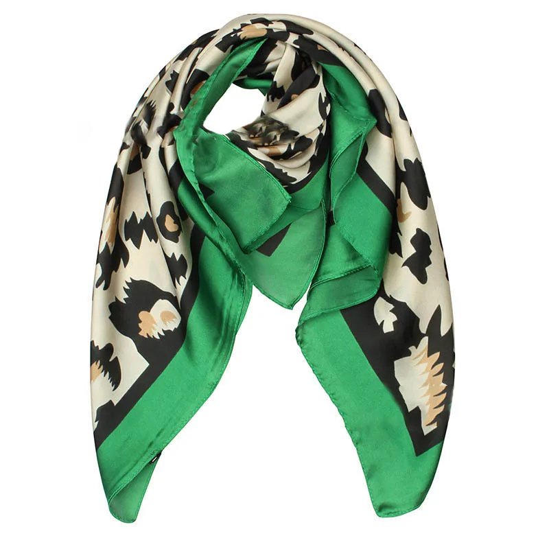 

70*70 CM Ladies small silk square scarf Elegant leopard print hair scarf tie band foulard satin bandana scarves women 2019