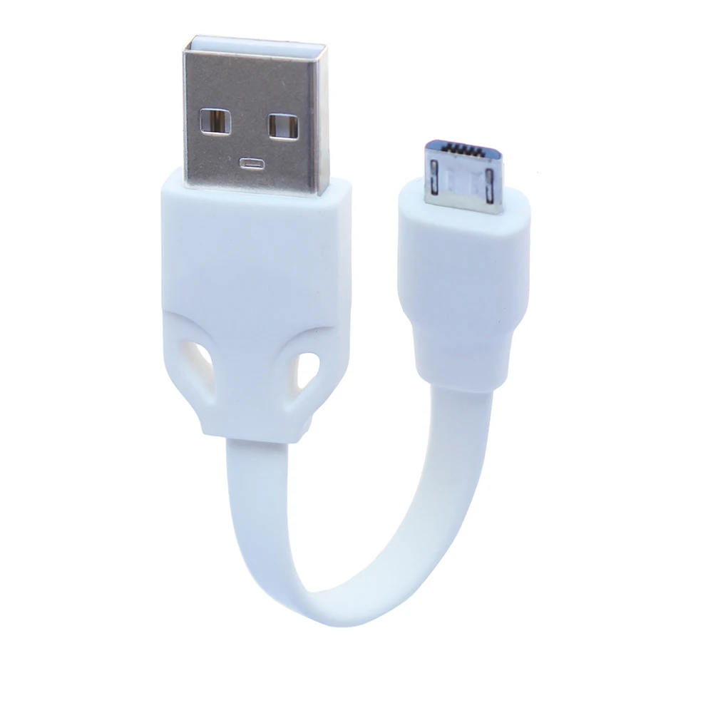 Два шт. Micro USB 10 см короткий кабель мягкий плоский TPE для передачи данных и зарядки