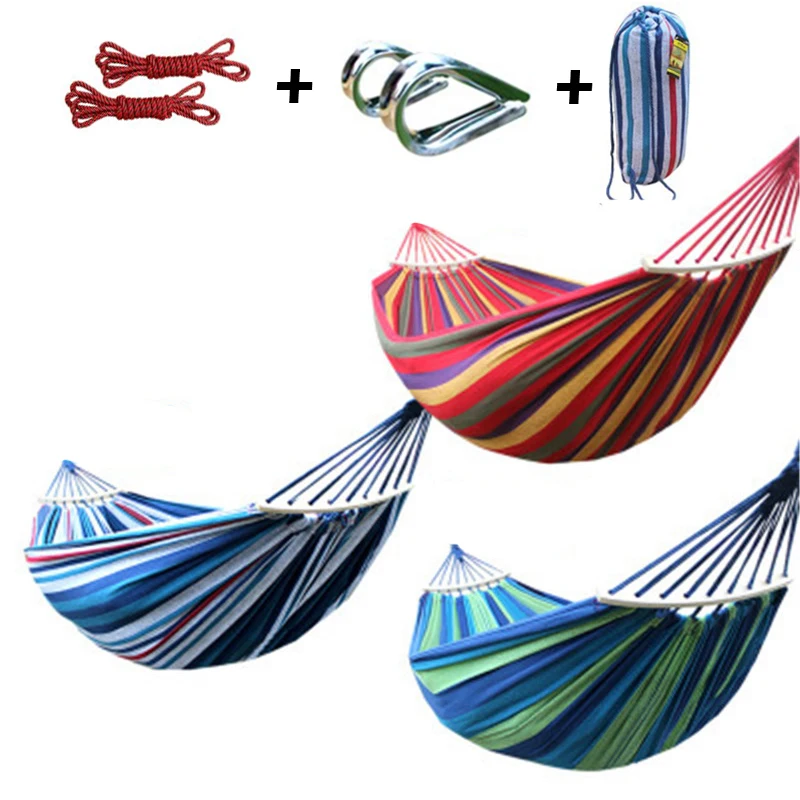 

200*80CM Hammock Outdoor Leisure Bed Hanging Bed Double Sleeping Nylon Cloth Swing Hammock Camping