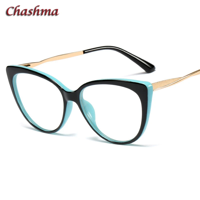 Black with Blue Чашма прозрачные очки по рецепту для женщин monturas de lentes mujer оправа для очков - Цвет оправы: Black with Blue