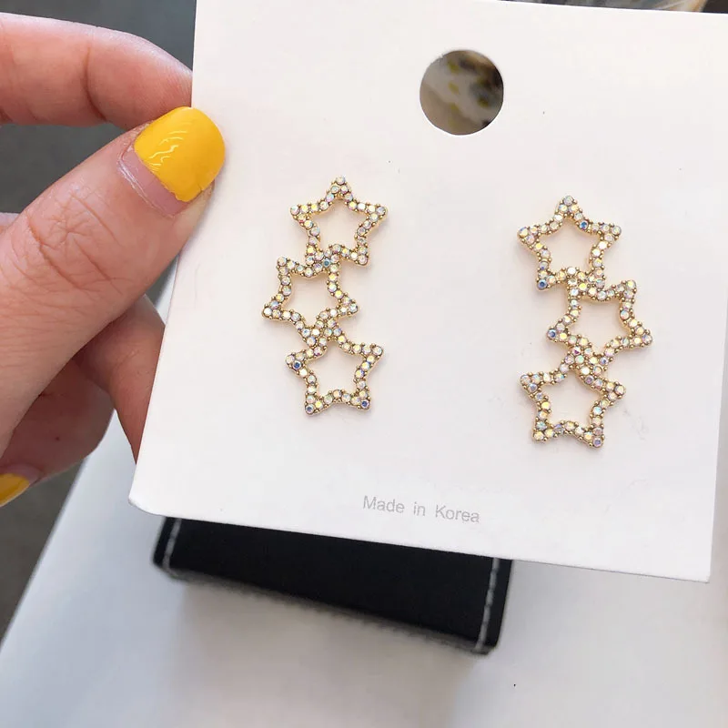 New Trendy Geometric Women Dangle Earrings Hollow Pentagon Star Earrings Woman Female Korean Eardrop Personal Jewelry