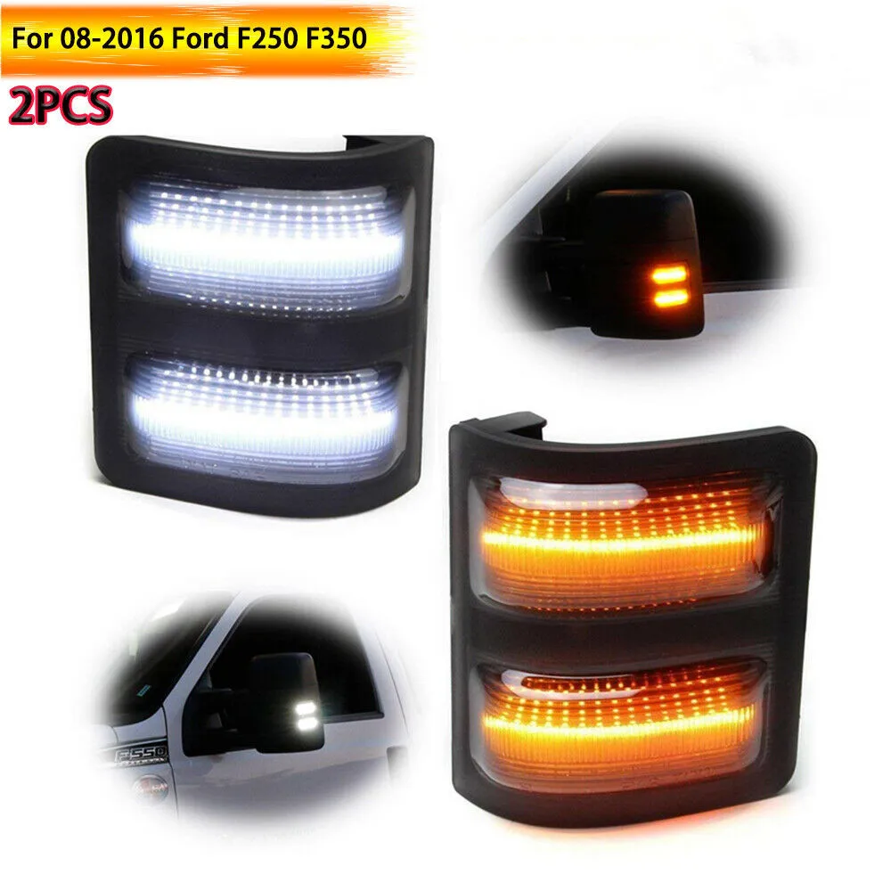 2Pcs LED Smoked Switchback Side Mirror Lights Running Signal Indicator