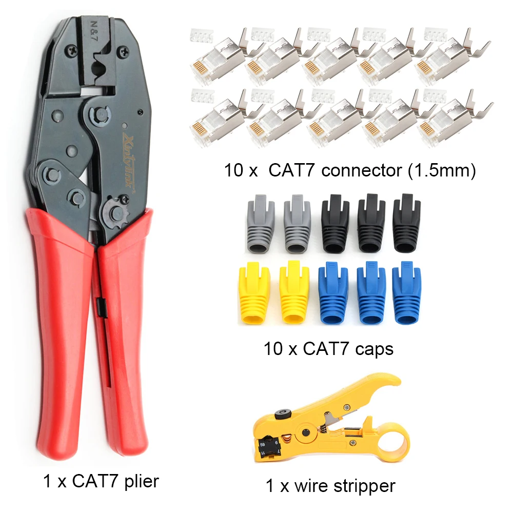 xintylink RJ45 crimper cat7 cat6a network tools cat8 Crimping ethernet Cable Stripper clamp 8p8c pliers connector clip clipper 