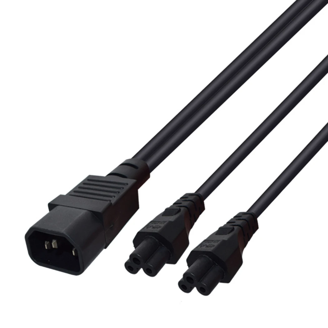 0,3 м/0.9FT IEC320 C14 до 2* C5 кабель питания, C14 3 зубец Мужской Двойной 3 отверстия C5 Женский Кабель-адаптер - Цвет: Black-0.3M-0.9FT
