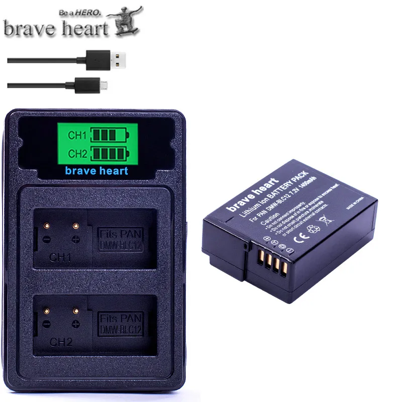 charger and 1battery DMW-BLC12 BLC12E BLC12PP DMW BLC12 батарея+ двойное зарядное устройство/USB кабель для Panasonic Lumix FZ1000, FZ200, FZ300, G5, G6, G7, GH2, DMC-GX8 - Цвет: charger and 1battery
