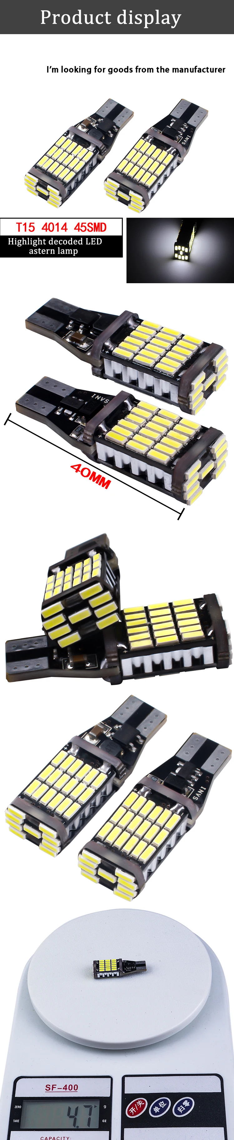 T15 светодиодный Canbus лампы@ с декодером@ светодиодный Canbus T15 4014 45smd супер яркий canbus светодиодный для автомобилей указатели поворота задний ход торможение светло-2 шт