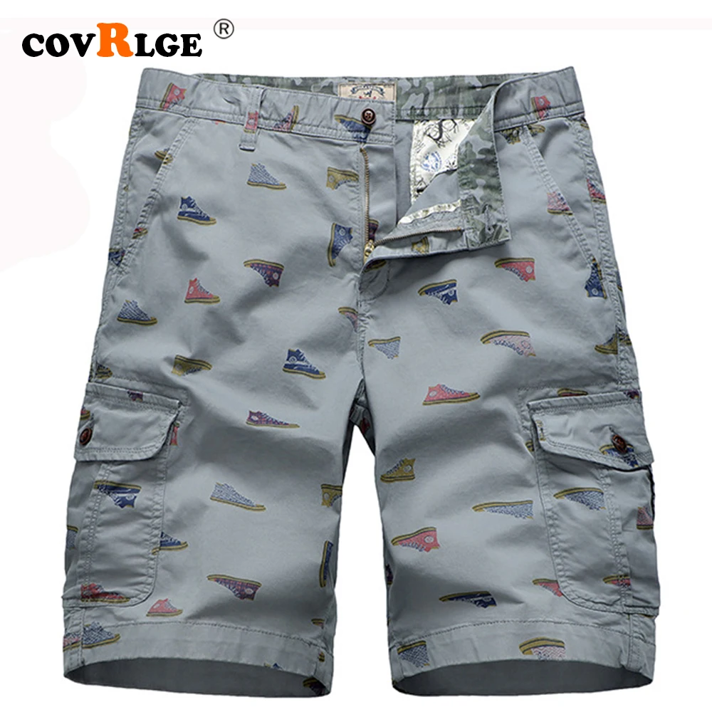 Covrlge Men's 100%Cotton Casual Shorts New Summer Men Sportswear Jogger Shorts Men Elastic Waist Short Pants streetwear MKD060