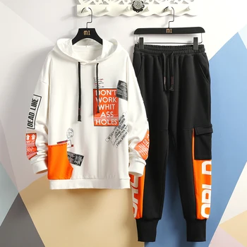 

Fashion Mens Sportswear Casual Tracksuit HOODIES & Sweatshirt + Pants Trouers 2020 New Two Pieces Set Suits For Spring Autumn