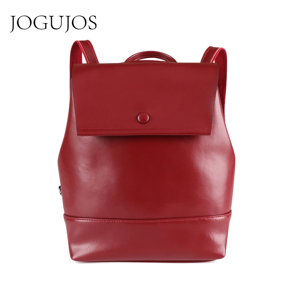 JOGUJOS Cowhide Leather Women Backpacks Knapsack Female Travel Backpack Fashion Shoulder Bag Leather Mochila Daypacks School Bag