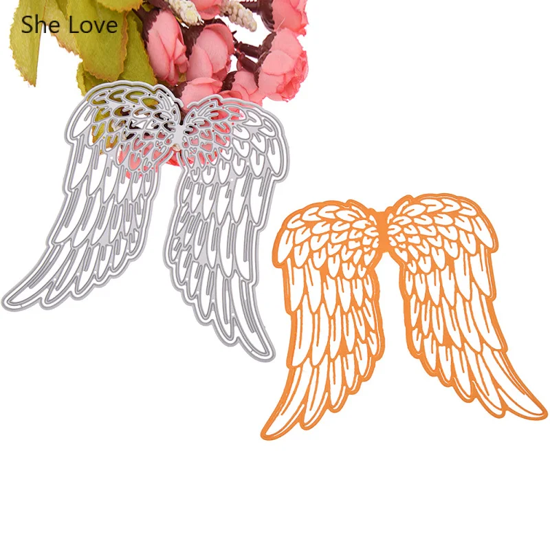 She Love Angel Wing металлические режущие штампы для Diy Скрапбукинг фото рамка фон ремесло вырезы карточка-трафарет делая бумажный трафарет